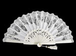 White Lace Fan with Ivory Carved Openwork Rod for Bride 43.390€ #503281560